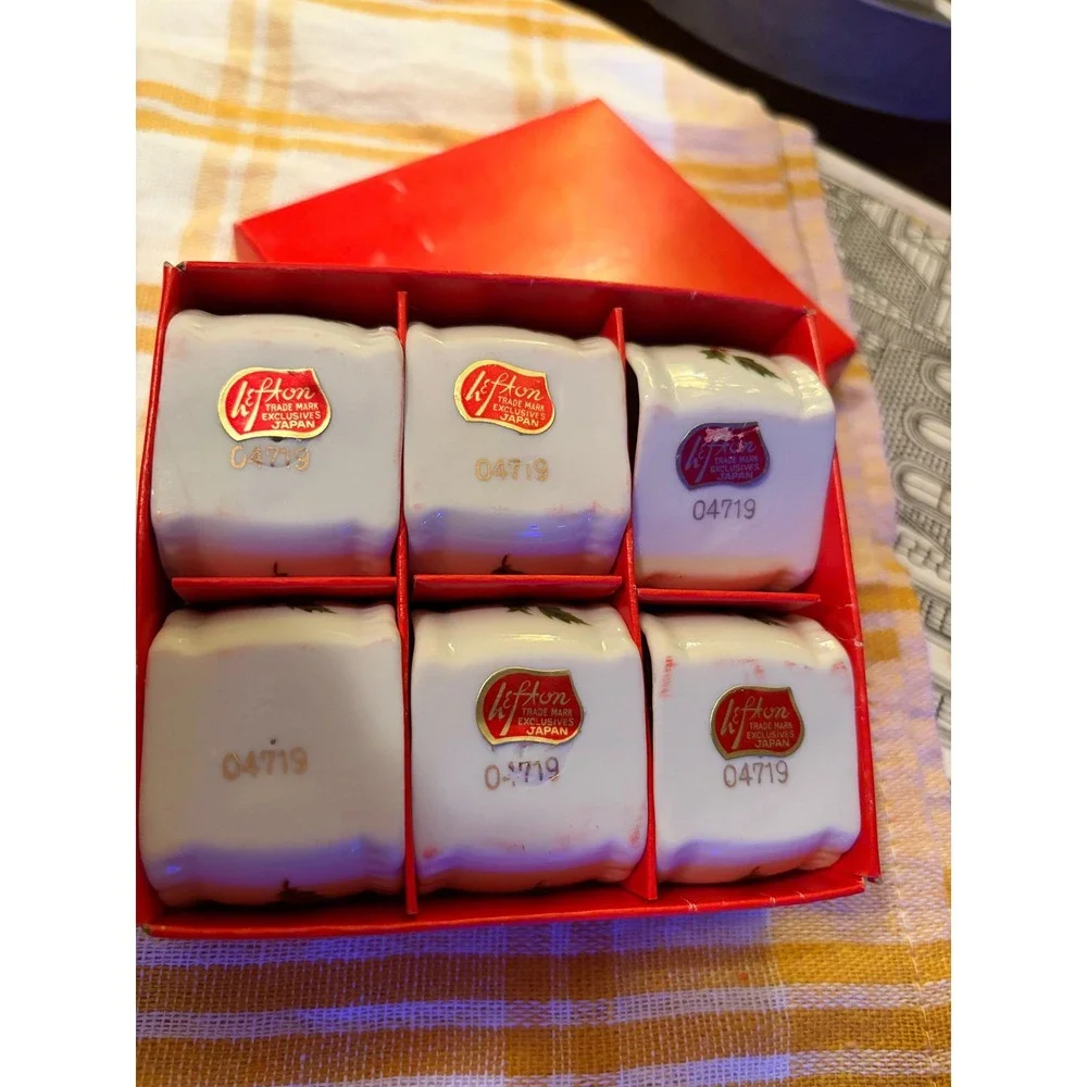 VTG Lefton Cardinal Napkin Holders Set 6 Mint Original Box #03041 Japan Ceramic